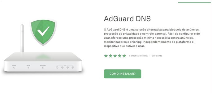 Interfaz del sitio web del servicio DNS de AdGuard