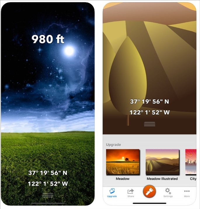 Imágenes de lanzamiento de la aplicación Travel and Elevation Altimeter en la App Store