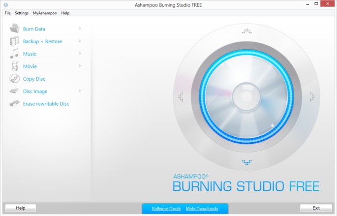 Captura de pantalla de la grabadora de CD para Windows Ashampoo Burning Studio Free