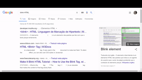 HTML Blink en la búsqueda de Google