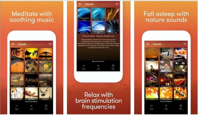 Imagen de promoción de la aplicación Música de meditación y relajación en Google Play
