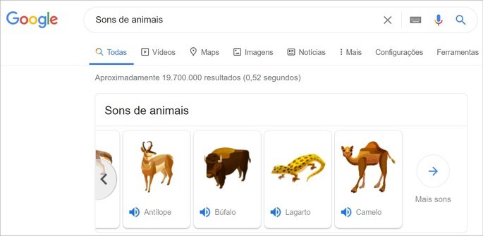 Herramienta que enseña el sonido de los animales en la búsqueda de Google
