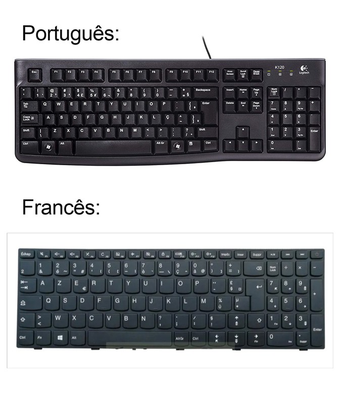 Diferencia de teclado en portugués brasileño y francés