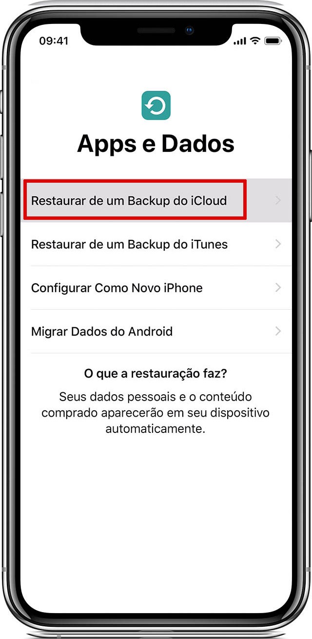Pantalla de transferencia de datos en iPhone a través de iCloud